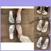 Summer Elegant French Style Thick Sole Rhinestone Slide Sandals For Women In Silver And Gold