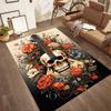 Skull With Headphones Artwork Floor Mats for Living Room, Bedroom and Room Decoration Are Suitable for Gifts.