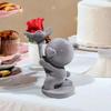 Kneeling Position Flocking Animal Bear Figurine  Birthday Proposal Confession