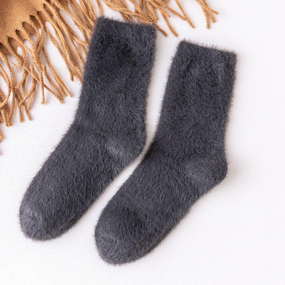 Korean Style Fashion Design Student Women Socks Mink Fur Fleece Socks Floor Socks Mid-Tube Hosiery