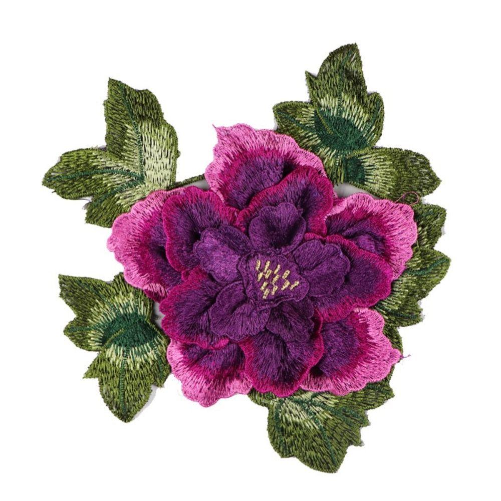 Fashion Elegant Peony Embroidery Patch Floral Embroidery Large Flower Patch Sewing Accessories