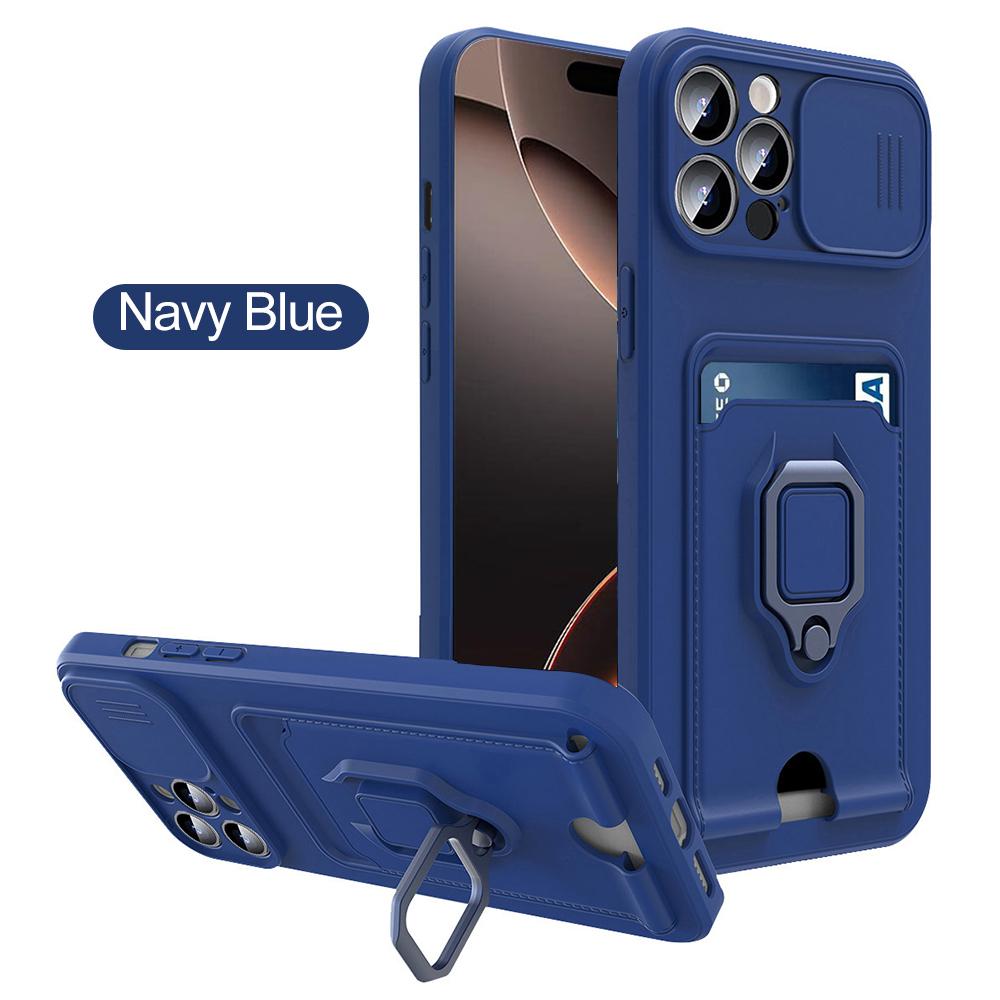 iPhone16Pro Max Case Car Magnetic Holder Sliding Lens Protection Cover For iPhone 16 Pro Max 16Pro TPU Card Slot Bumper Coques