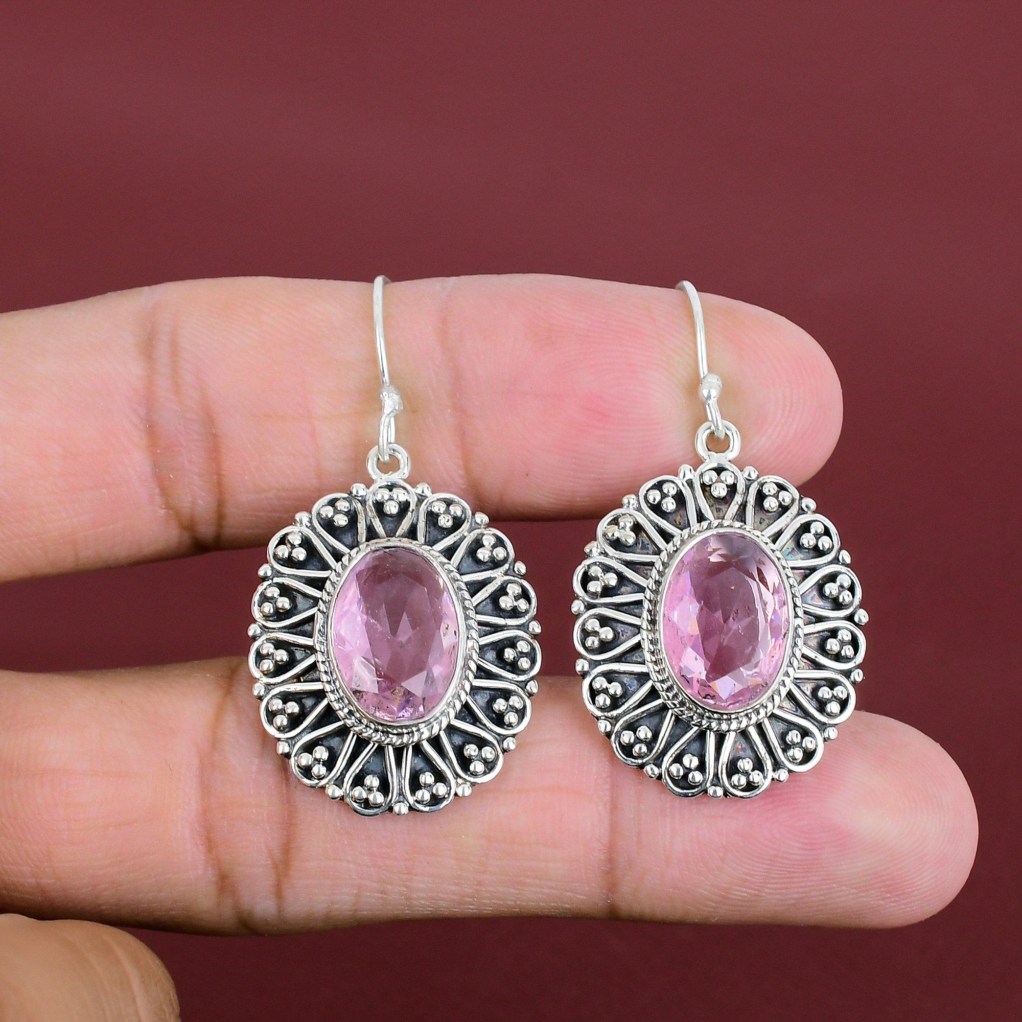 

Faceted Pink Kunzite Earring Gemstone Earrings Vintage Handmade Jewelry 925 Sterling Silver Earring Designer Earring Decent Jewelry For Gift