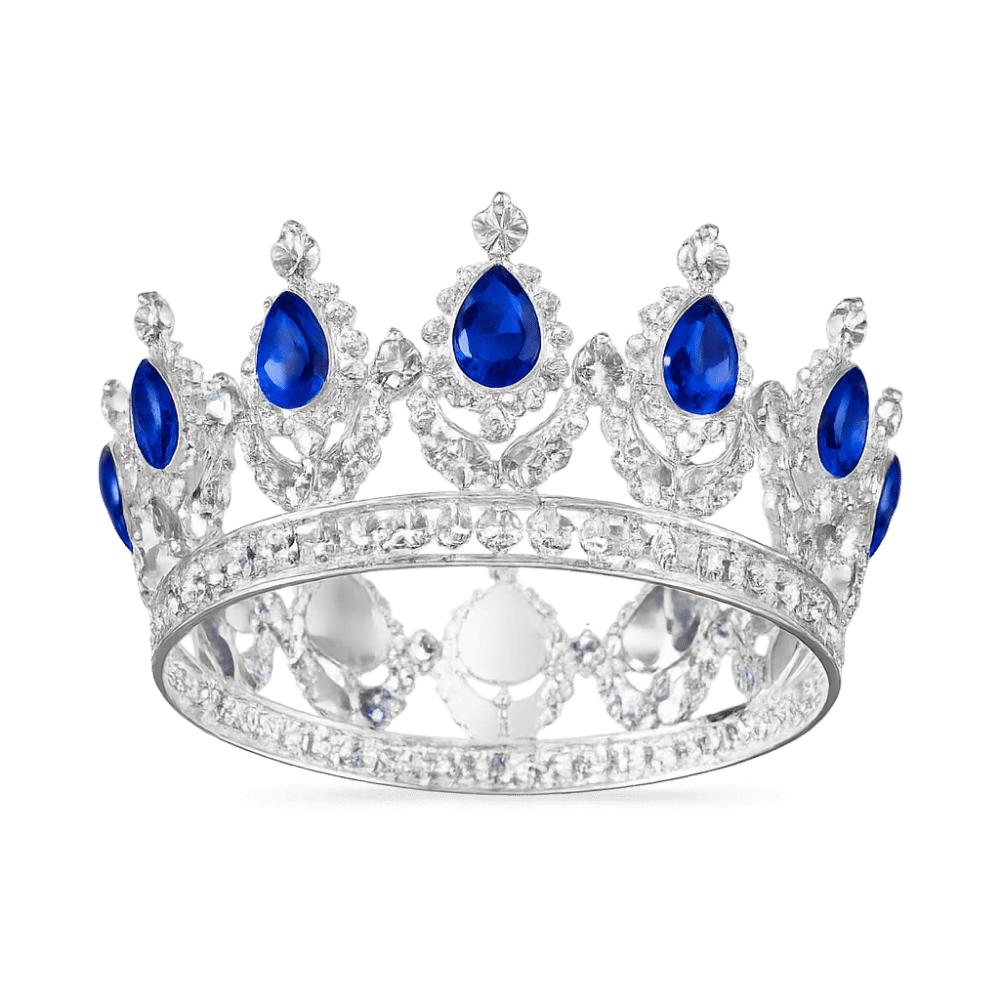 

Vintage Crystal Crown Crystal Rhinestone Headband Hair Accessories Queen Crown Birthday Party Silver&royal blue