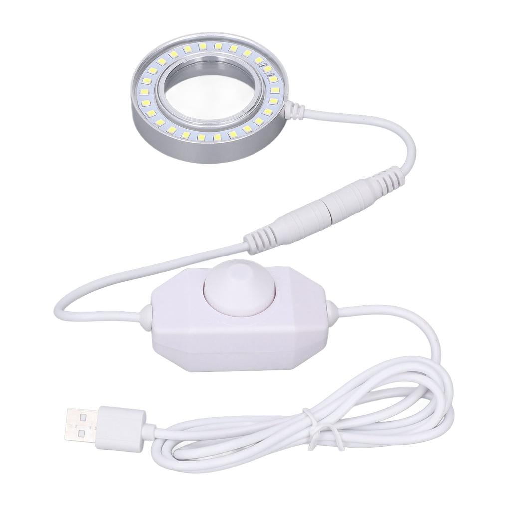 Microscope Lighting Lamp Spiral Buckle Adjustable Brightness LED Ring Light with Regulator