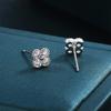 925 Silver Plated Four-leaf Clover Stud Earrings for Women Sparkling Shiny 5A Zircon Lucky Earrings Exquisite Banquet Jewelry