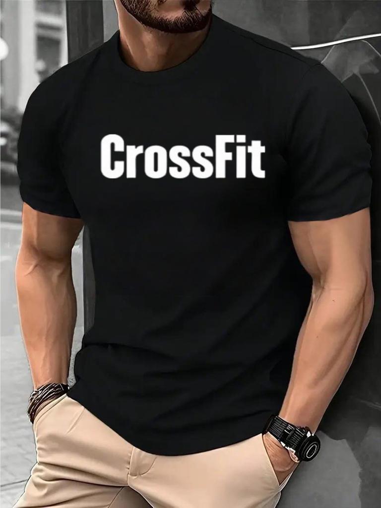 S-5XLMen's CrossFit To Declaration Fittest Black Printed T-shirt Luxury Pullover Casual Edition