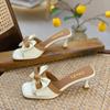 Fashion 2024 Bow Women Sandals Green High Medium Heel FNews Fashion Chic Party Weddings Gold Sexy Designer Wedding Elegant Shoes
