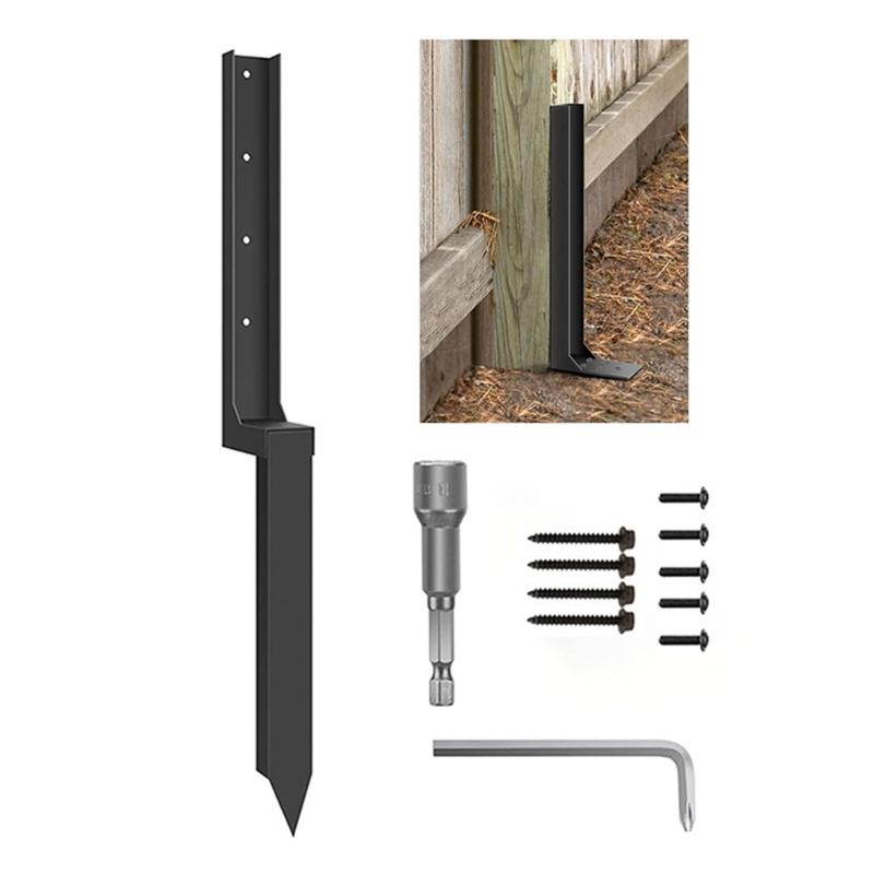 Fence Repair Kits Thickened Metal Fence Support Stakes Solid Ground Spikes Quick Fix Post Stabilizer For Repair Tilted