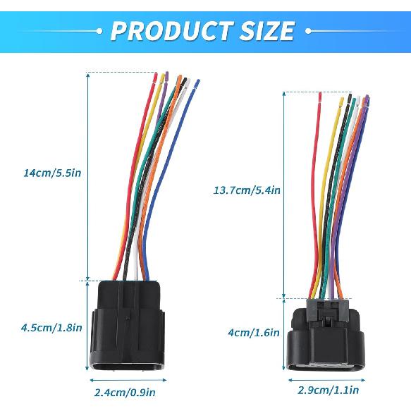 No.22853028 Male and Female Headlights Connector Harness Plug Wire for Chevrolet Silverado 2007-2015 8 Pin Left and Right Headlights Connector