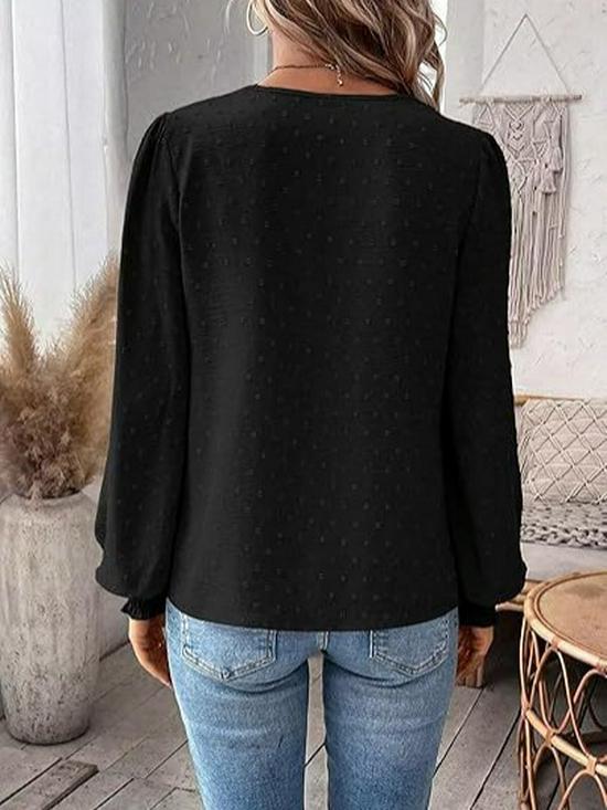 2025 Women's Fashion Lace V-Neck Long Sleeve Blouse