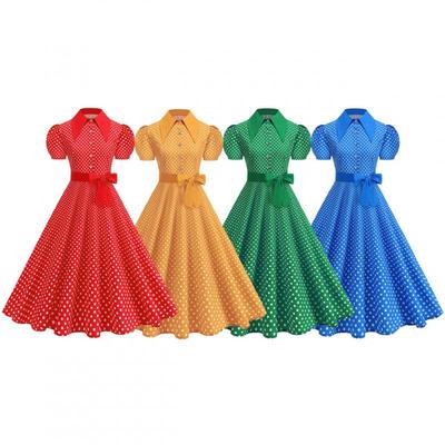 Guler cămașă cu buline Rochie retro franceză Hepburn 2026