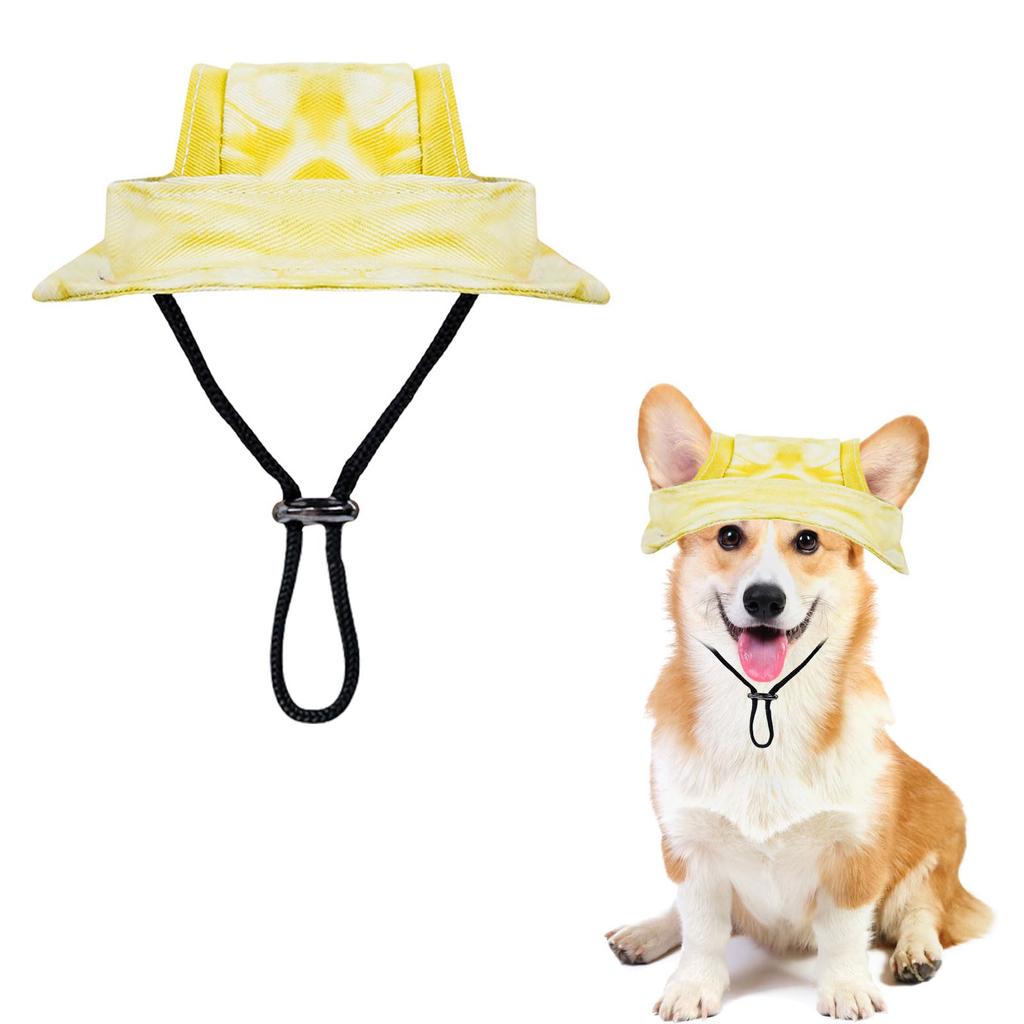 Adjustable Pet Hat with Wide Brim and Ear Hole Design Lightweight Sun Protection Cap for Dogs and Cats Outdoor Use