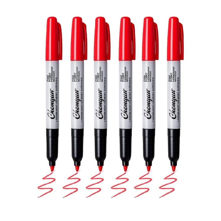 6Pcs Assorted Color Permanent Markers Fine Tip Waterproof Markers Pens for Students Highlighting and School Art Projects