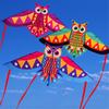 Durable Owl Kite For Kids Outdoor Activities Colorful Long Tail Design High Wind Resistance Fiberglass Frame Easy Assembly Foldable Travel Toy