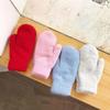 1 Pair Double-layer Rabbit Hair Gloves Female Winter Korean Version of Solid Color All Fingers Winter Women Gloves Girls Mittens