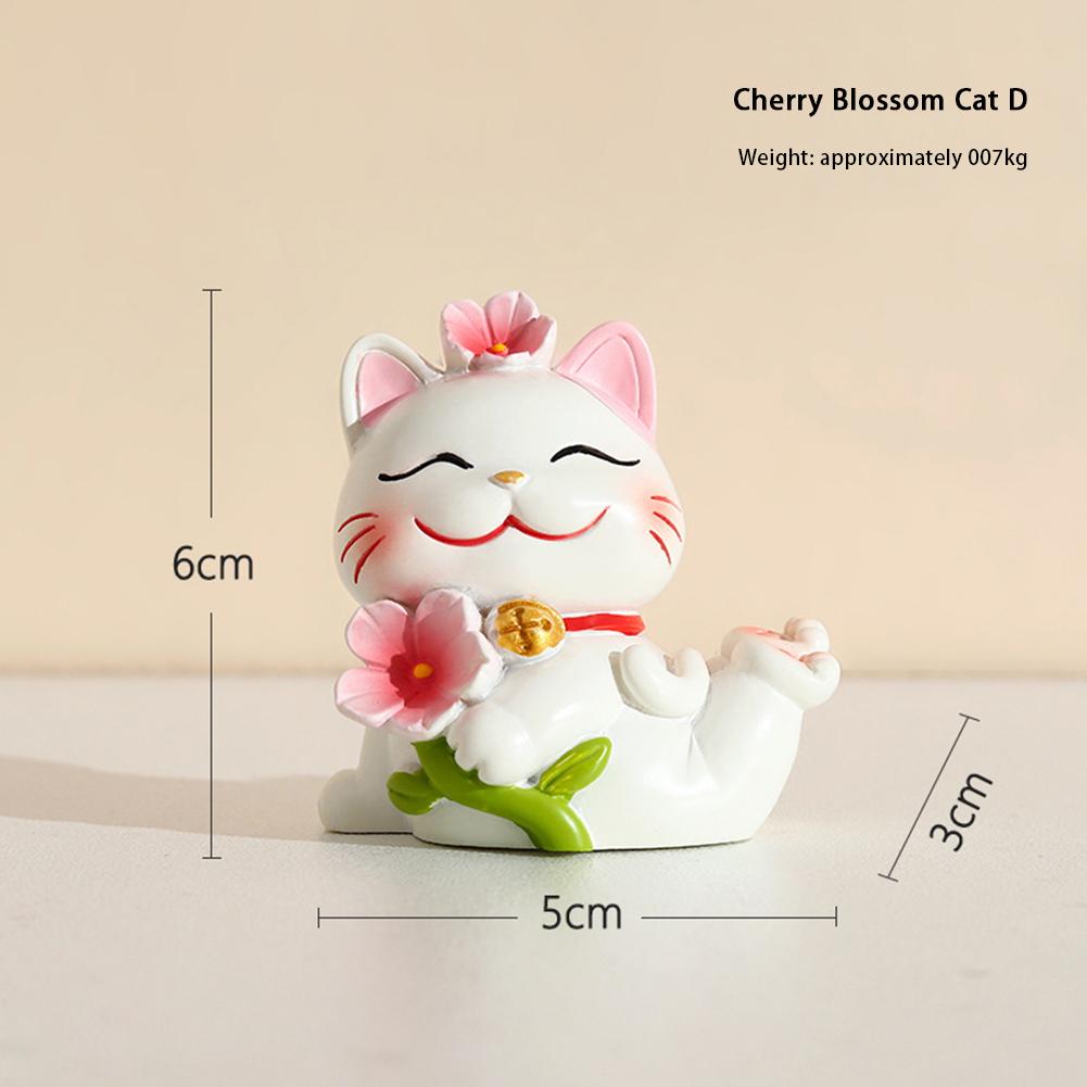 Lucky Cat Micro Landscape Decoration Resin Lucky Cat Figurine Statue Home Decor For Welcoming Fortune Good Luck