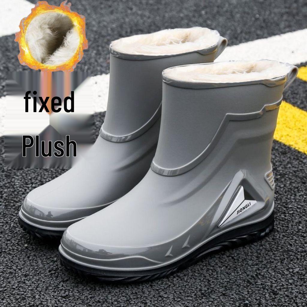 Men's Waterproof Non-Slip Rubber Work Boots - Outdoor & Kitchen, Rain & Cold Protection, Plus Velvet, Durable