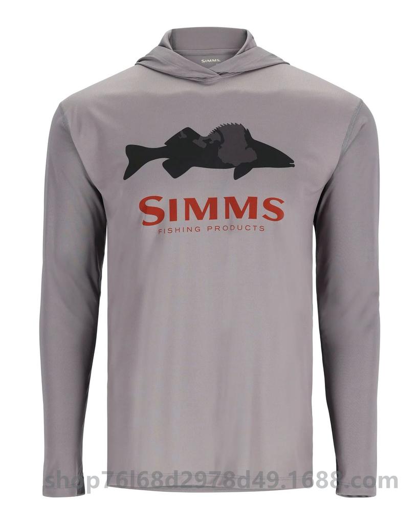 SIMMS Fishing Suit UPF50 Long Sleeve Hoodie Quick Drying Breathable Sunscreen Clothing Luya Outdoor T-Shirt New