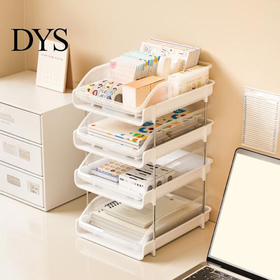 Vertical File Sorter Double Layer Desktop Storage Rack, Stackable Clear PP Organizer, Financial Document Space Saving Holder, for Office School
