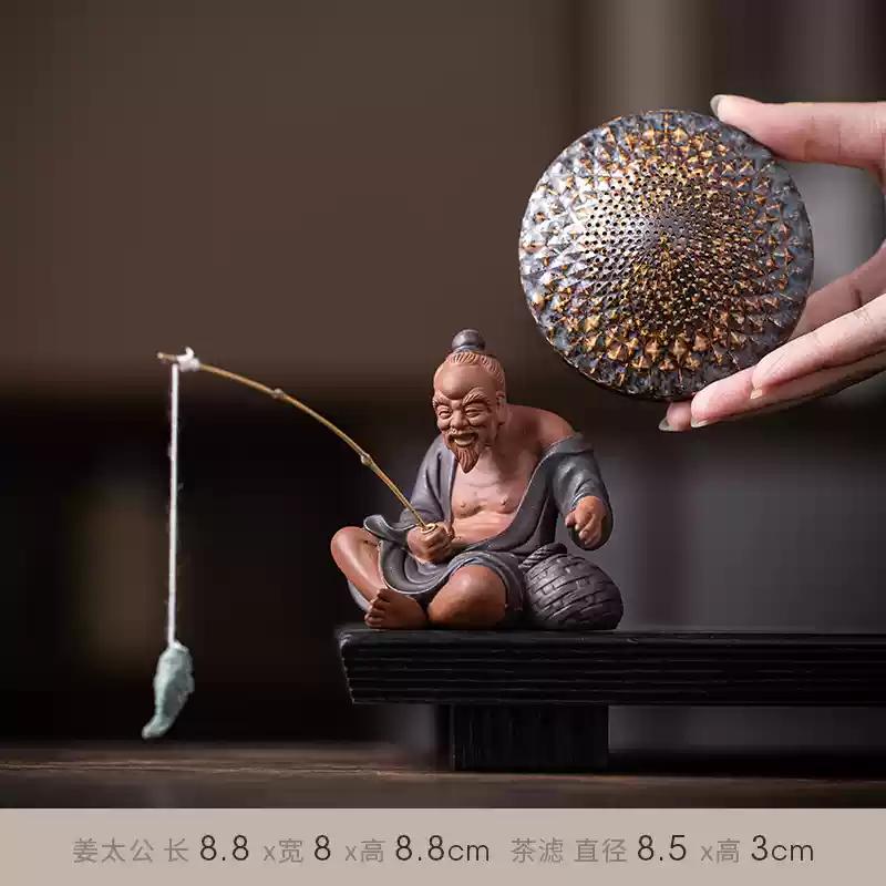 

Chinese Purple Clay Tea Pet Handmade Figure Statue Ornaments Sculpture Crafts Home Tea Set Decoration Accessories Gifts 4.4x3.8x6.8cm