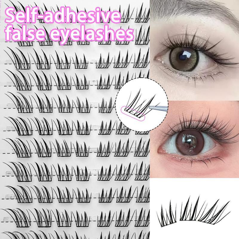 Glue Free Fox Eye False Lashes Long Lasting Natural Soft Reusable Lashes for Vacation Makeup A
