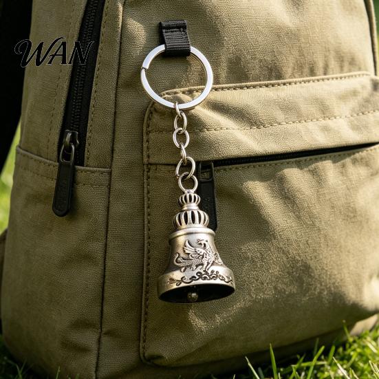 Crisp Ringing Keychain Pendant Traditional Pattern Retro Bell Design Sound Soft Key Holder with Metal Ring Backpacks Suitcases Accessory