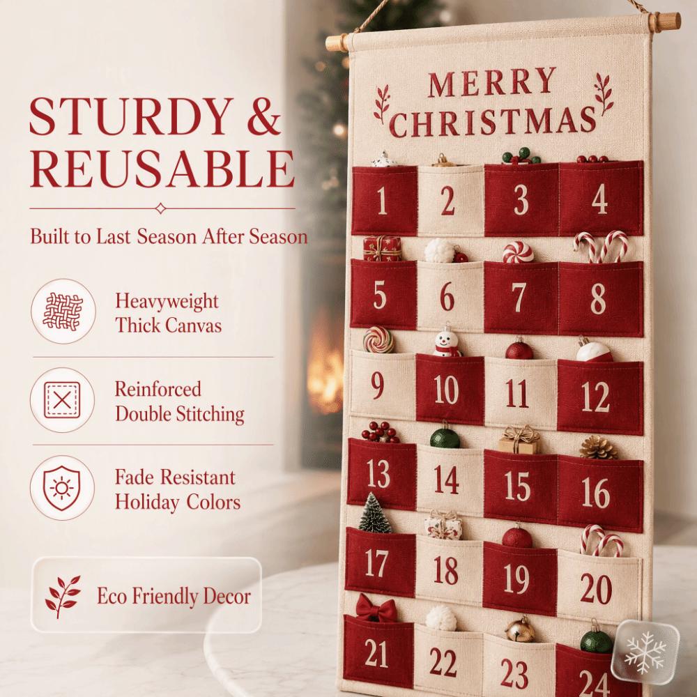 Fabric Christmas Countdown Calendar Hanging Storage Bag Hanging Advent Calendar  Christmas
