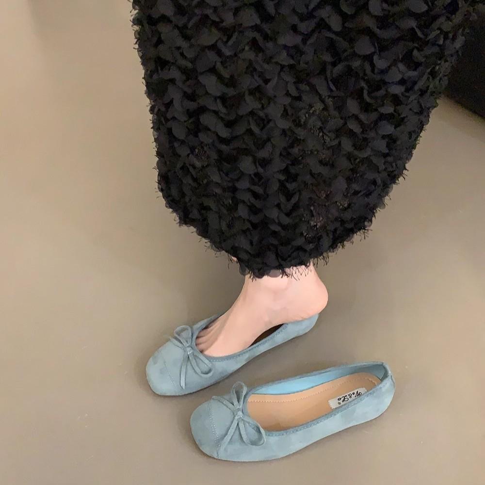 French Bow Round Head Ballet Shoes Fairy Shoes Flat Gentle Evening Shoes Summer New Women's Small Single Shoes