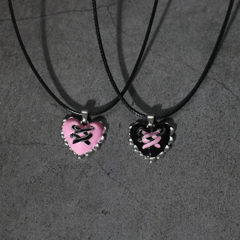 Gothic Liquid Heart Pendant Necklace Devil Eye Cross Choker Punk Devil Eye Clavicle Chain for Women Jewelry Accessories