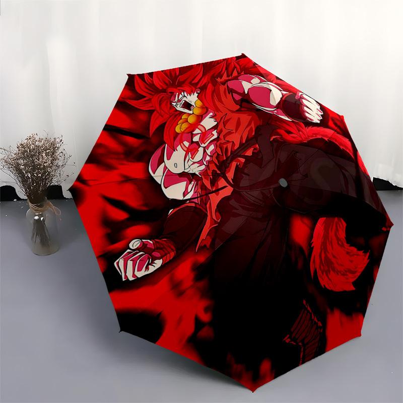 1pc Dragon Ball Z Super Saiyan Goku Outdoor Umbrella - Automatic Opening/Closing - Portable Tri-Fold Design - 8-Rib Iron Frame - Ideal Gift for Fans,
