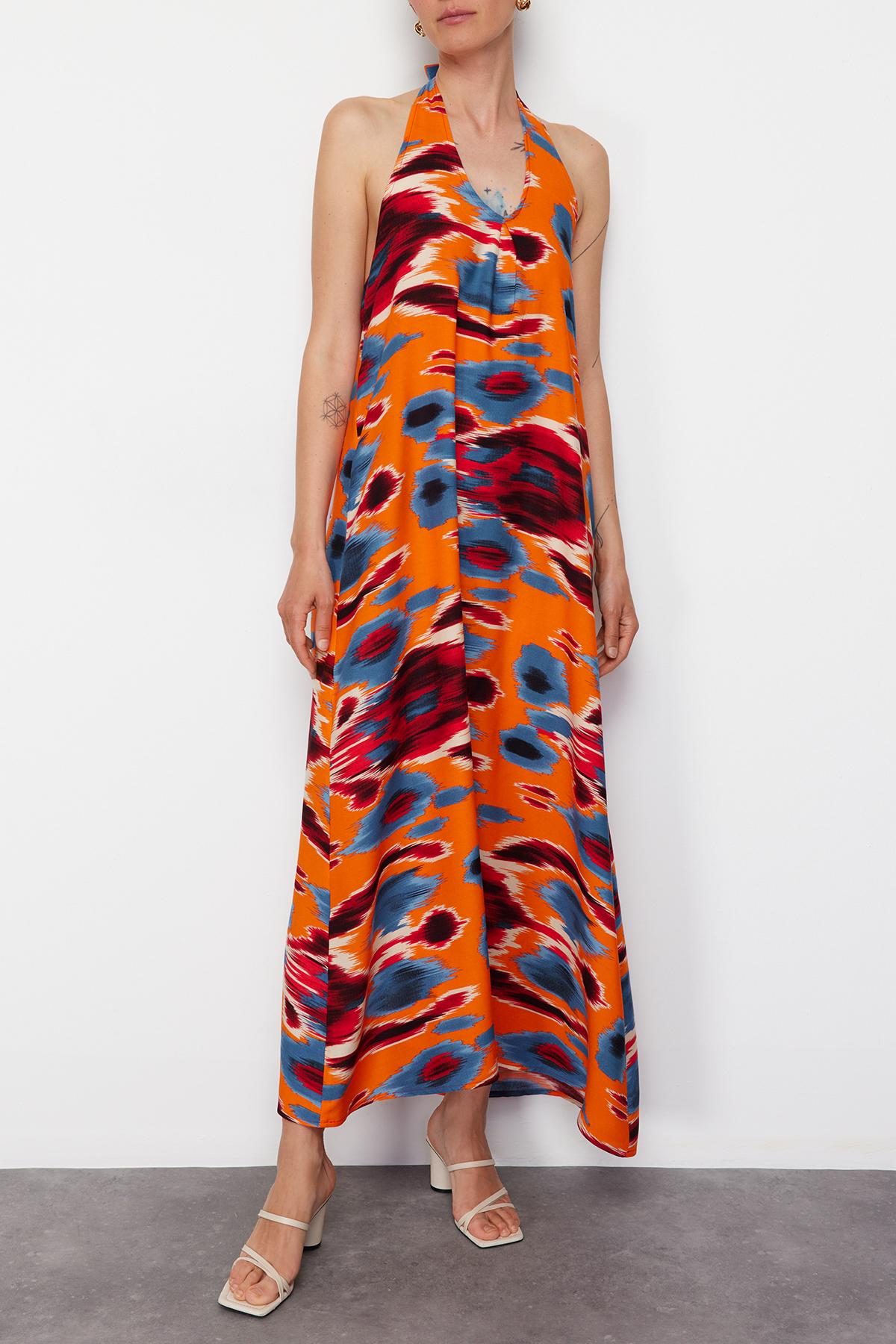 

Женское платье нового сезона, модное разноцветное обычное тканое платье