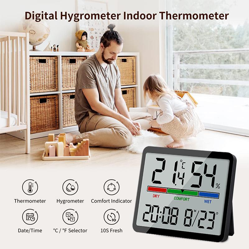 Slim Electronic Digital Clock Wall Mountable Magnetic LCD Small Alarm Clock Multi-function Temperature Humidity Electronic Clock