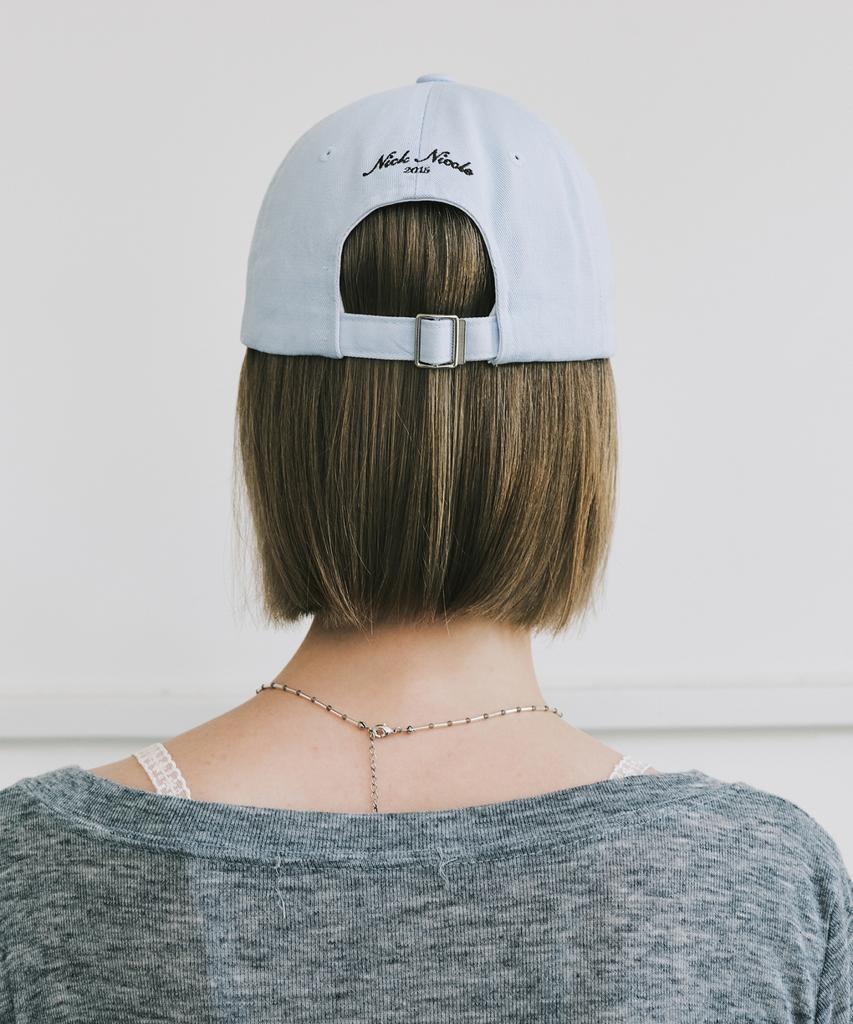 Nigaennikol Nicole Lettering Ball Cap_Sky Blue Brown