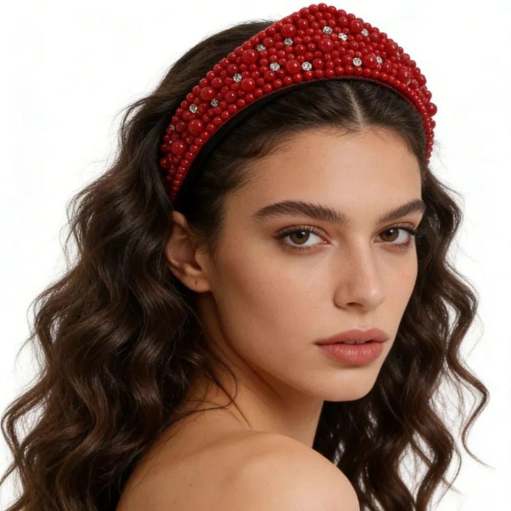 Faux Pearls Pearl Headband Rhinestone Rhinestone Hair Band Fashion Women Hair Jewelry Festival