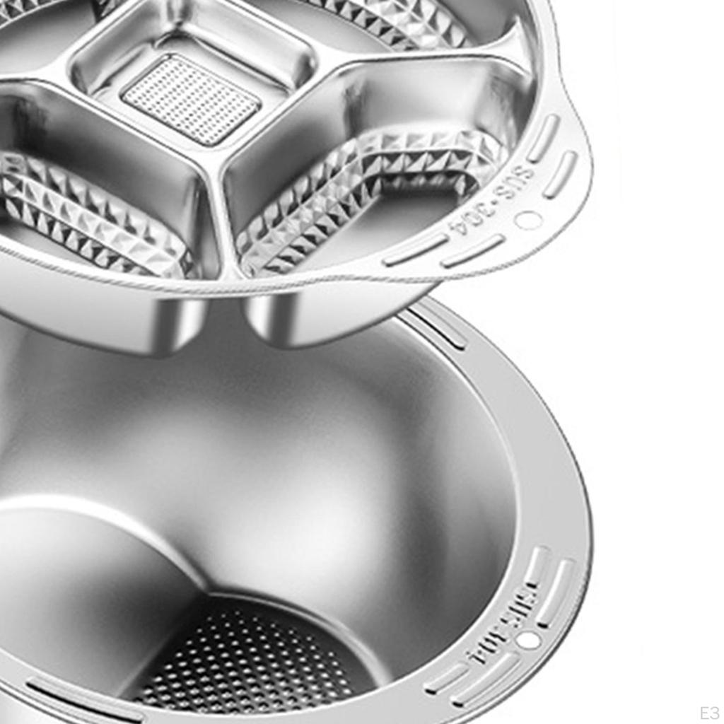 2 in 1 Stainless Steel Kitchen Colander Set Multifunctional Lightweight Drain Basket Sturdy