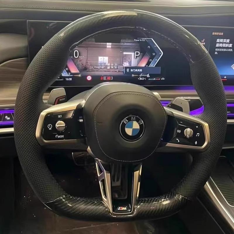 

Hand Stitched carbon fibre Genuine Leather Car Steering Wheel Cover For BMW 325i 330LI 740li 530LI 2025