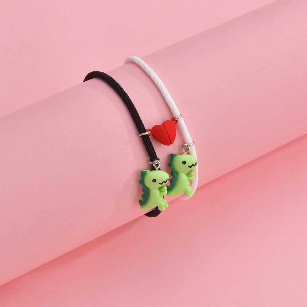 Creative Design Fashion Couple Love Splice Dinosaur Pendant Bracelet Men's and Women's Jewelry Gift Accessories