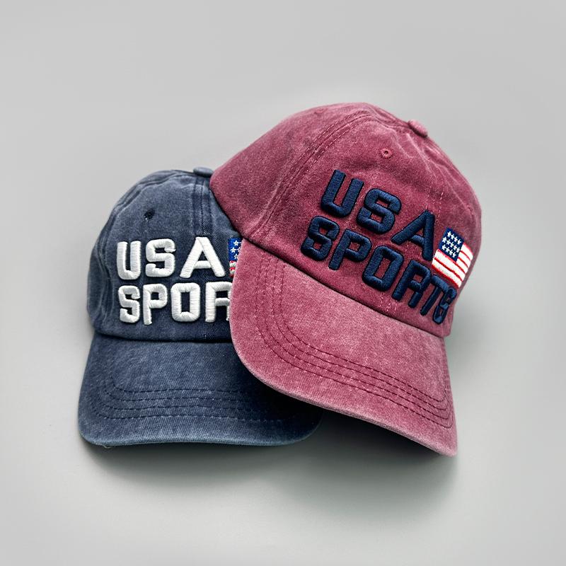 Amerikanische Flagge Stickerei Baseballkappen Gebrochen Neu Unisex Retro Atmungsaktiv Sonnenschutz Persönlich Vielseitig Mode Schirmmützen