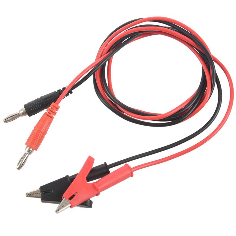 A96I-5X 1M Long Alligator Clip To Banana Plug Test Cable Pair For Multimeter