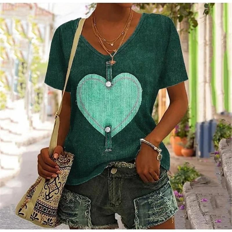 Abstract Oil Painting Floral 3D Print Summer Letter Fashion Women T-shirt Short Sleeve Everyday Tops T-shirt Harajuku Vintage