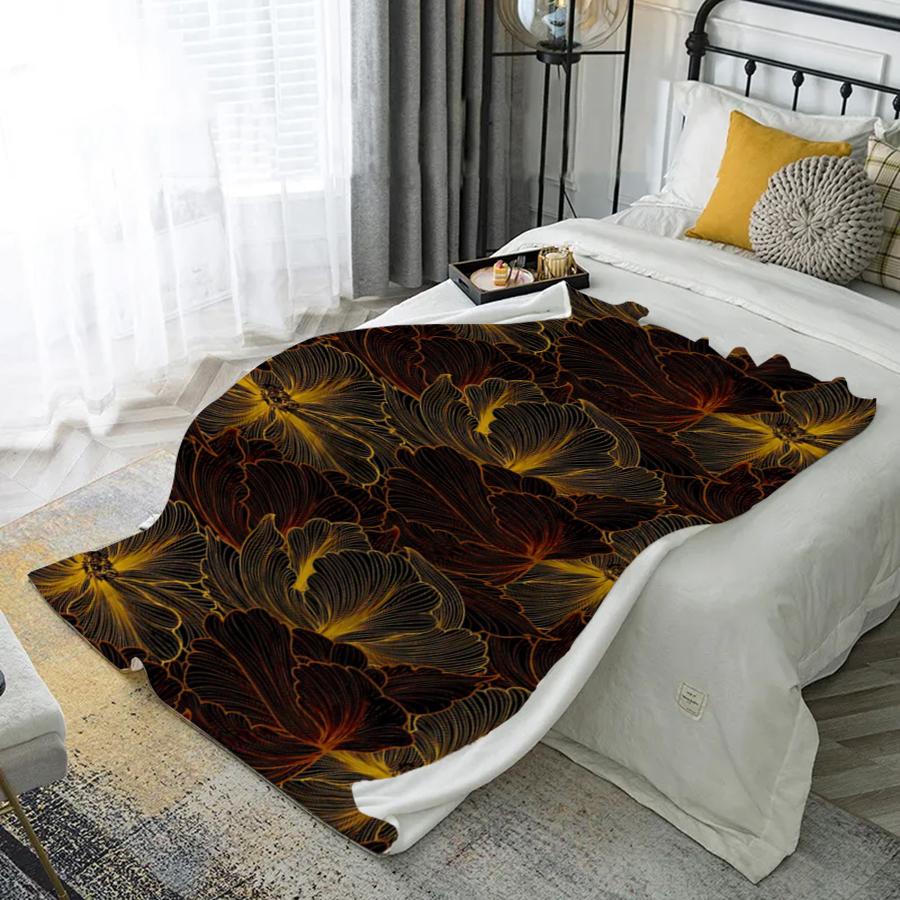 Floral Pattern Blanket Microfiber Flannel Cover Blanket Bedroom Living Room Sofa Soft And Comfortable Home Decoration