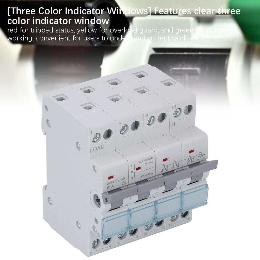 Dual Power Manual Transfer Isolating Switch 4P 63A DIN Rail Backup Power Changeover Switch Interlock