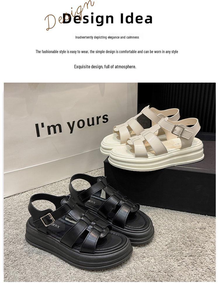 2026 New Fashion Women's Thick-Soled Roman Sandals - Large Size, Soft Sole, Casual Summer Beachwear