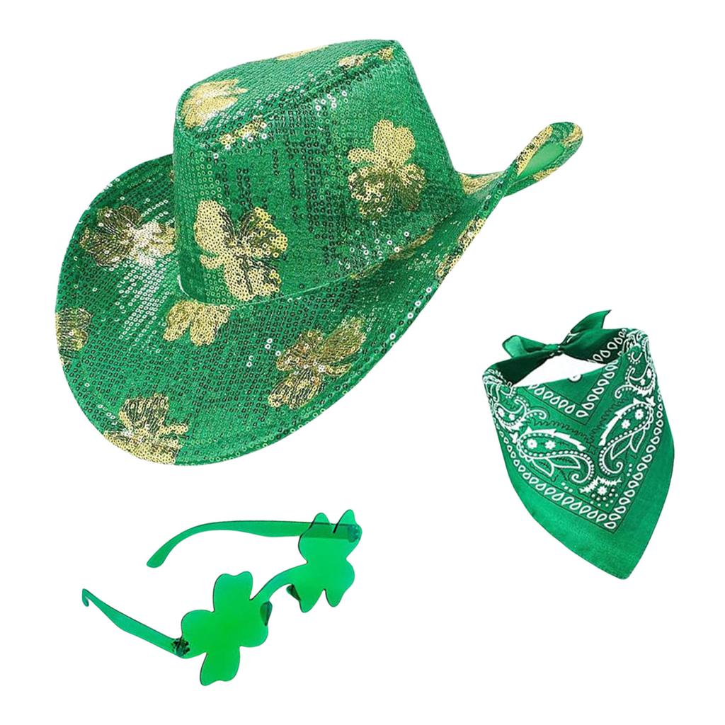 Shamrock Decoration Hat Suit Stage Performances Hat Sequins Celebrations Hat for Festives Parties