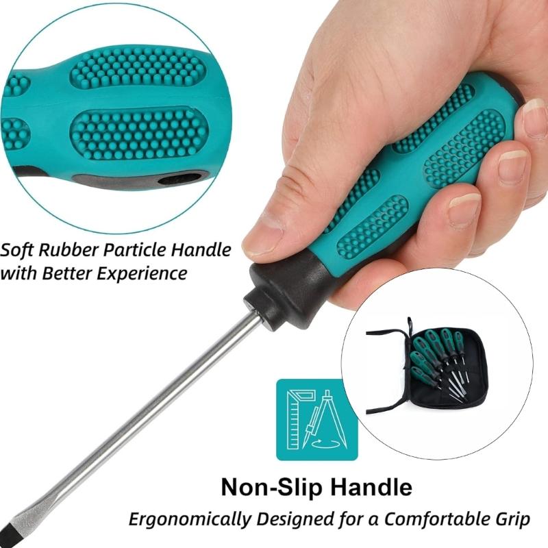 Steel Screwdriver With Industrial Magnetized Tip Flat & Slotted Bit  Screwdriver Multifunctional Magnetic Tool