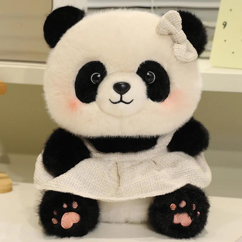 Good Quality Cartoon Panda Plush Toys Cute Elegant Cozy Panda Doll Wearing Princess Dress Sweater Kids Gift Multiple Styles