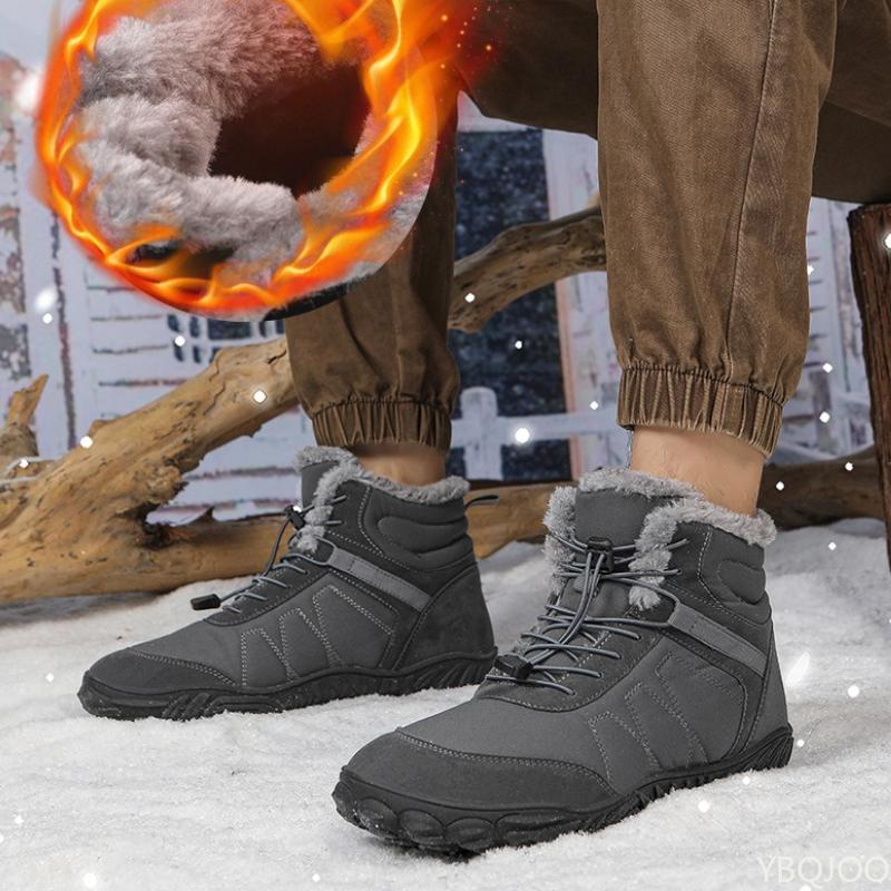 2025 Autumn and Winter Fashion Large Outdoor Velvet Warm Men s High Top Cotton Shoes Thick Soft Bottom Anti Slip Men s Boots 46 темно серый 5980₽