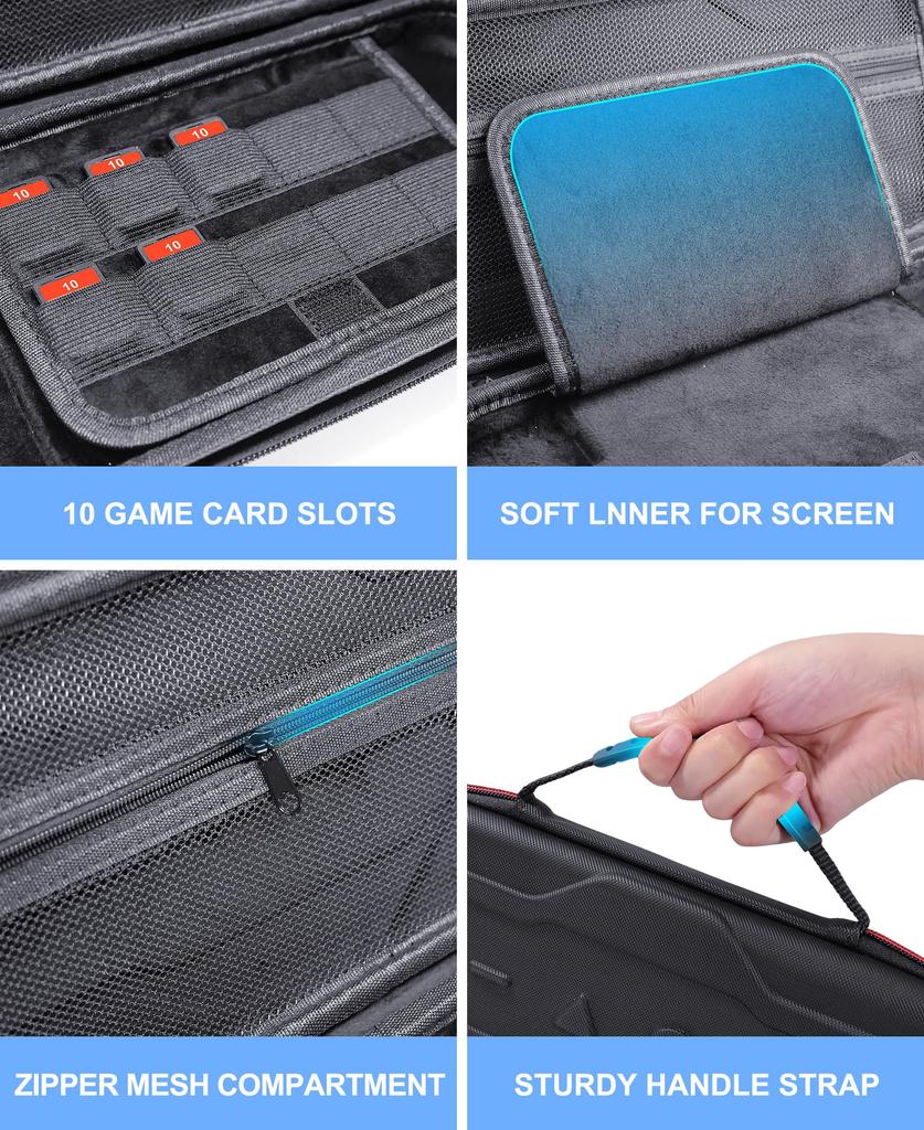 Carrying Case for Switch 2 2025, Travel Case Hard-Shell with 10 Game Card Slots, Switch 2 Protector Accessories Case -Black