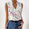 Summer Women's Chiffon Shirt Pullover V-neck Sleeveless Women's Top, Versatile Business Women's Shirt for Commuting